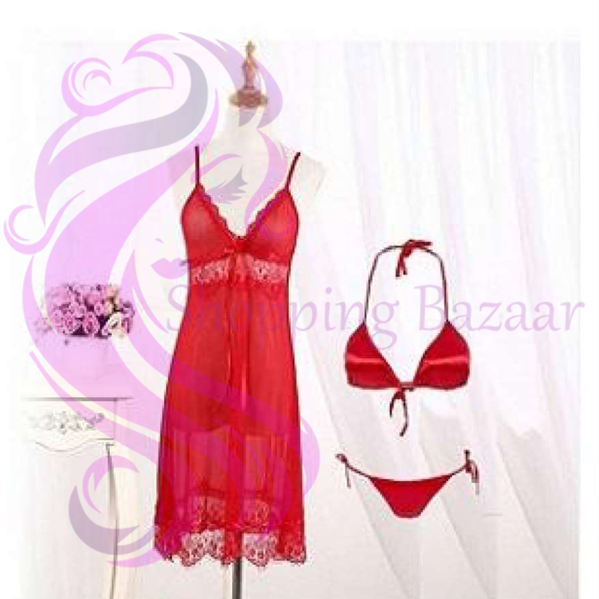 Short Nighty With Bikini Set Women