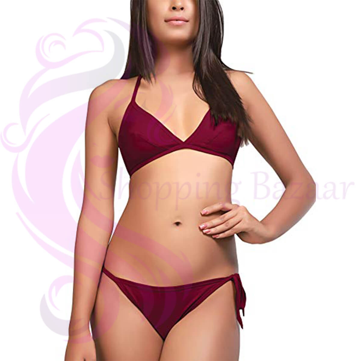 Silk Satin Triangles Bikini Set Women