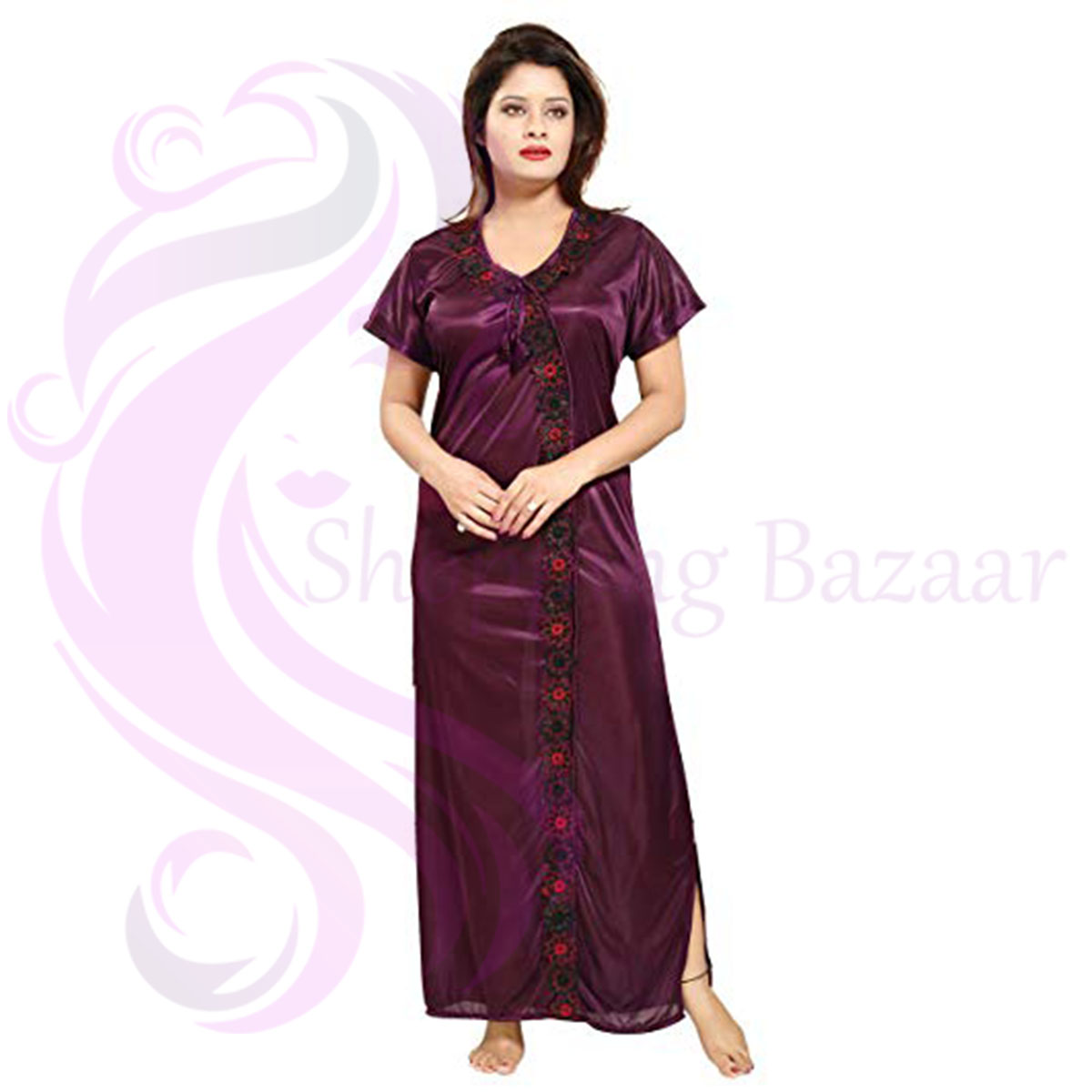 3 Piece Long Nighty Dress Womens