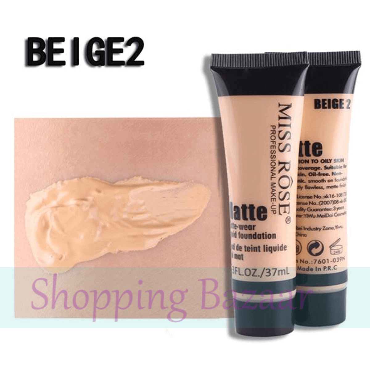 MISS ROSE Full Coverage Matte Foundation Beige 2