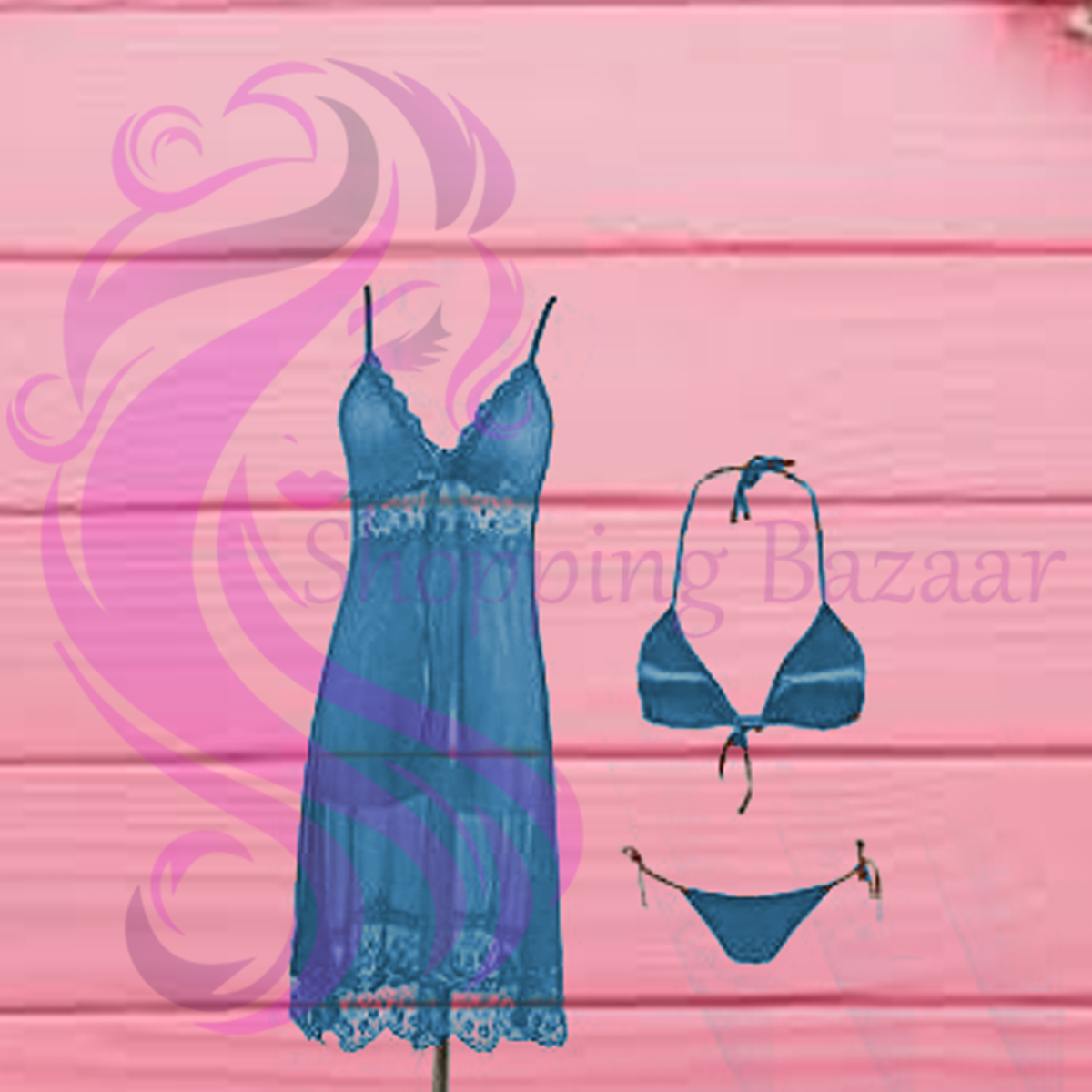 Babydoll Transparent Hot Nightwear Bikini Set