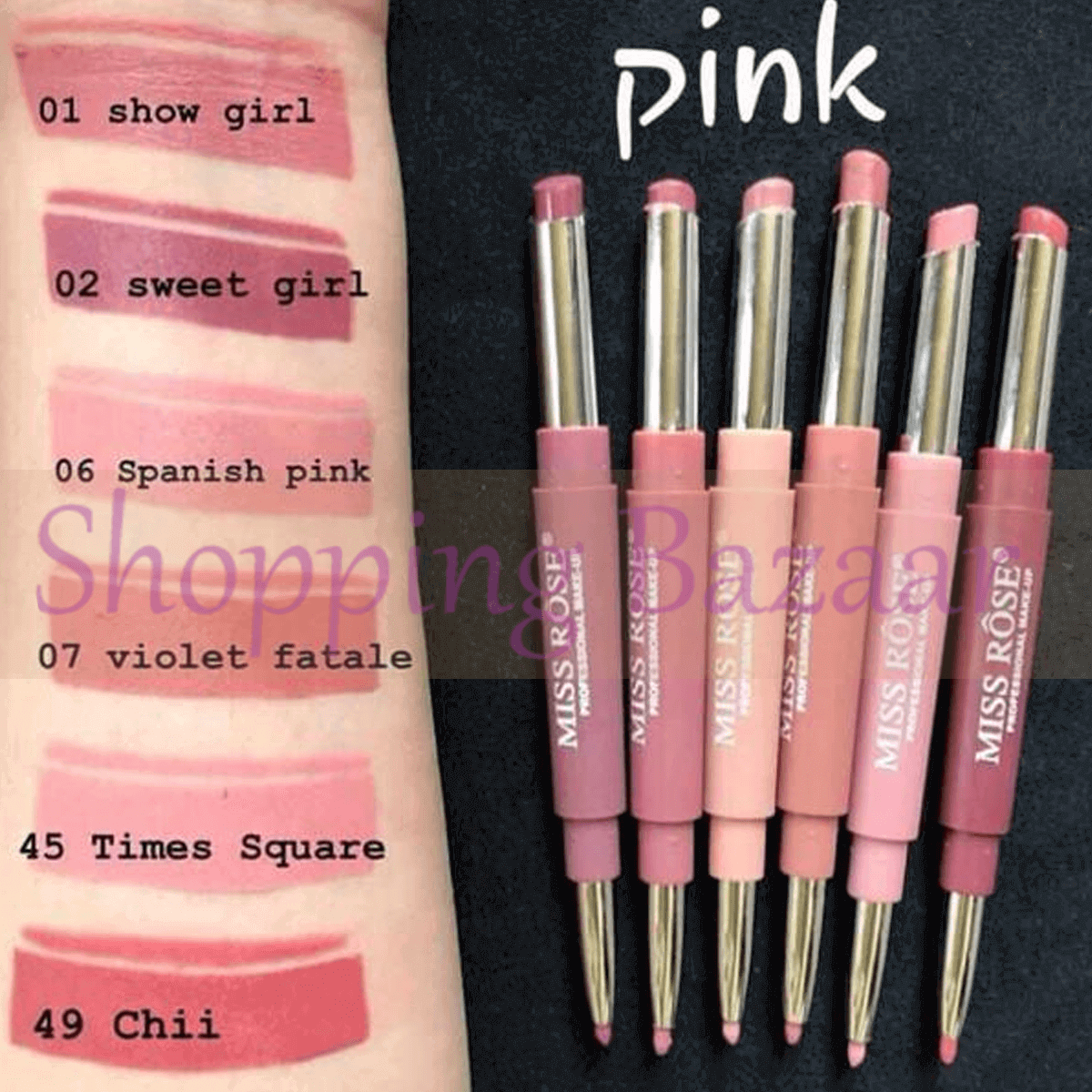 Matte Lipstick LipLiner 2 In 1 Miss Rose